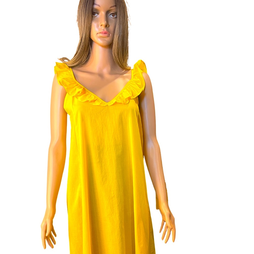 Summer Sleeveless Yellow Maxi sundress Light cotton fabric!Very Nice opened back